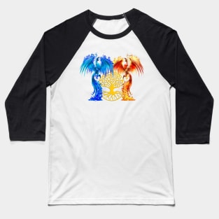 Fantasy Fire And Ice Phoenix Gold Tree Of Life Baseball T-Shirt